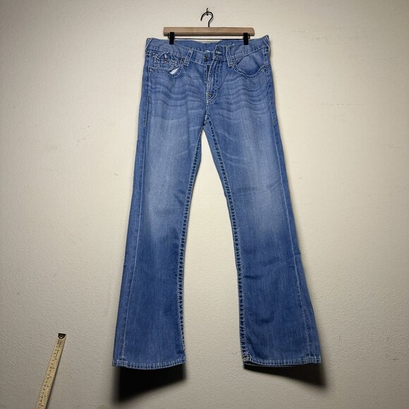 True Religion Western Indie Streetwear Denim Jean Pant Men 36 Y2K Indie Flaps - Picture 1 of 14